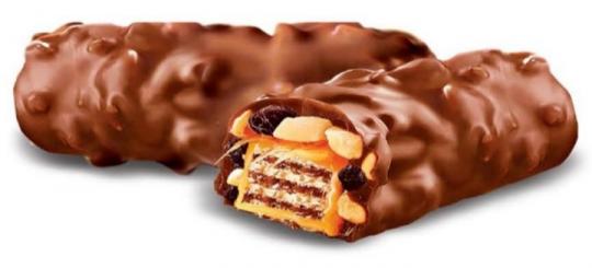 Вафли с изюмом и арахисом, в молочно-шоколадной глазури, (коробка 2 кг.) 268₽ за 1 кг. КДВ